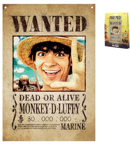 One Piece Wanted Poster Wall Banner – Officially Licensed Large Anime Decor, 125 x 85cm, Metal Eyelets for Hanging