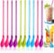 Jeffdad 10Pcs Plastic Straw Spoons, 2 in 1 Colored Straw Spoon Reusable Detachable Straw Spoons Detachable for Smoothie, Milkshake, Cocktails, Coffee and Hot Drinks