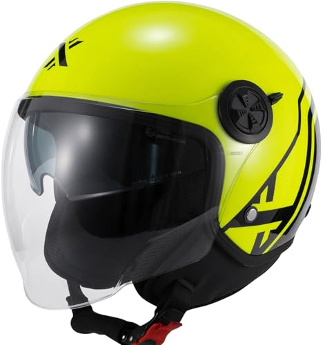 Shox Interceptor SV Delta Open Face Motorcycle Helmet L Gloss Black Hi-Vis