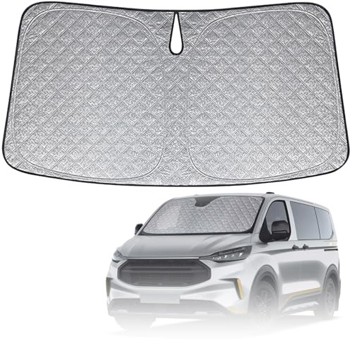 Sonnenschutz Auto Frontscheibe Ersatz für Ford Transit Custom 2012-2025 | Windschutzscheibe Sonnenschutzfolie, Faltbar Sonnenschirm, Reflektierend senkt Innenraumtemperatur, UV-Schutz
