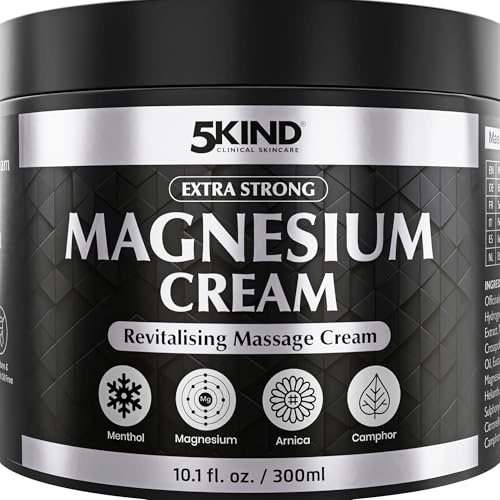 5Kind Extra Starke Magnesiumcreme 300 ml für Muskeln & Gelenke | Magnesiumcreme für Muskeln, Gelenke, unteren Rücken, Knie, Nacken, Schultern, Hüften & Füße - Mit Arnika & Eukalyptus