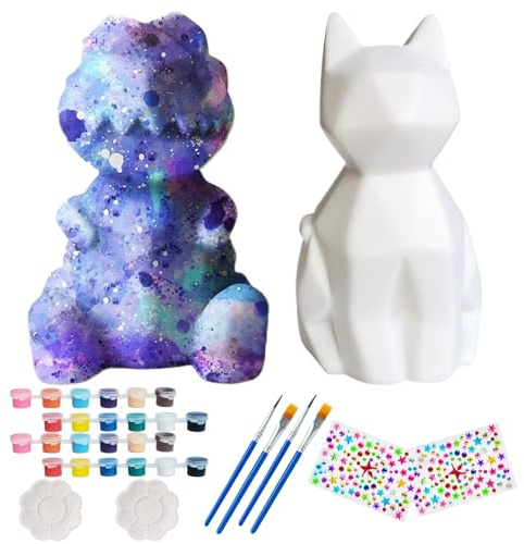 Xmccvt Katze Lampe Bastelset Kinder, Kreative Katze Lampe Malset Zum Selbermachen, Mädchen Malen Lernspielzeug, Für Zuhause, Schule, Kinderferien Und Mehr