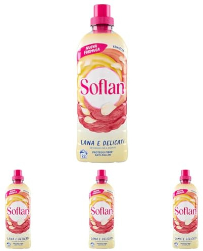 Soflan Detersivo Lavatrice Delicato Vaniglia 22 Lavaggi 900ml (Confezione da 4)