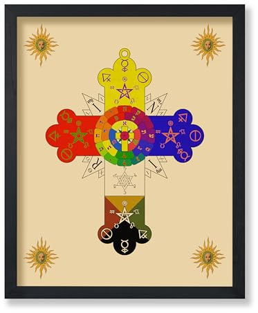 Vintage Rose Cross Lamen Poster, Retro Hermetic Order of the Golden Dawn Druck, Secret Society Art, Geschenk für Männer & Frauen, Dekor für Wohnzimmer oder Schlafzimmer, Ungerahmte Wandkunst