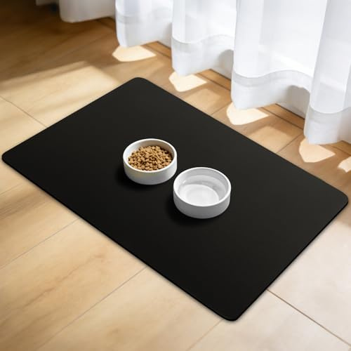 APXEL Tapis de Nourriture, 45x30 cm Tapis d'alimentation | Tapi de Plateau Gamelle de Nourriture pour Chats et Chiens Antidérapant et Imperméable Facile à Nettoyer, Couleur Unie