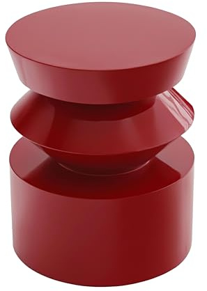 Oviala Table Basse Bout de canapé Effet laqué Rouge diam 40 cm