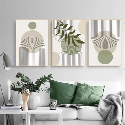 HEHGVCF Lot de 3 affiches Peinture murale aux lignes géométriques Art abstrait Peinture sur toile Peinture murale moderne Décoration de salon Sans cadre (géométriques lignes, 50 x70cm)