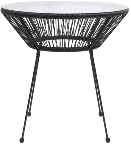 KKgypkn Table de jardin en rotin et verre avec plateau en verre trempé facile d'entretien comme table à manger résistante aux intempéries pour l'extérieur