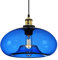 HJXDtech Suspension Luminaire vintage industrielle avec abat-jour en verre coloré, Lustre Loft Lampe à Suspension E27 en Bronze Antique (Bleu)
