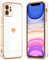 DEFBSC Case for iPhone 11 (6.1 inch), Fashion Cute Side Love Heart Plating Edge Phone Case, Shockproof Soft TPU Back Cover Protective Case with Heart Pattern for iPhone 11 White/Side Heart