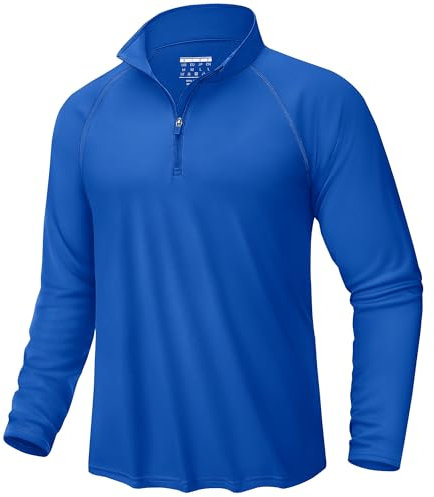 KEFITEVD Langarmshirt Männer Schnelltrocknend Funktionsshirt Sommer Leicht Wandershirt UV Sonnenschutz Laufhemd Sport Shirt für Trekking Surf Angeln Königsblau XL