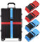 Koffergurt Set, gepäckband, kofferbänder, koffergurte Personalisierte Identifikation Verstellbare Rutschfestes Reisezube (Blau Rot, 4 Stück Set)
