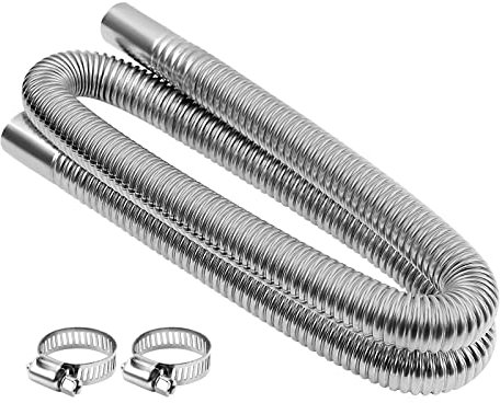 MaxEarn 120cm Exhaust Hose for Generator with 2 Clamps, Car Stainless Steel Air Diesel Heater Exhaust Pipe, Auto Parking Heater Accessories for Diesel Gas Vent Hose Heating