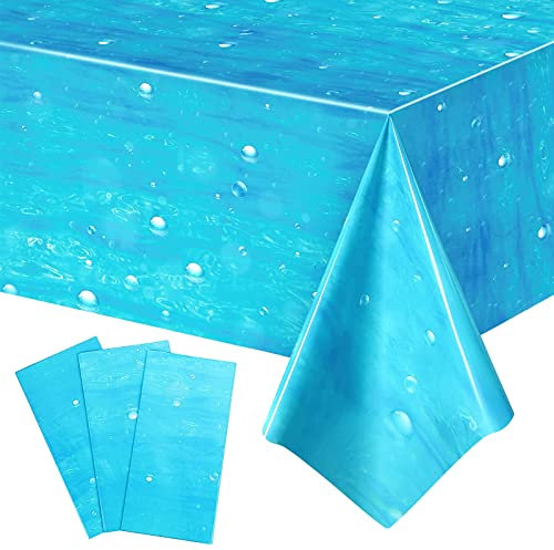 3 Stück Tischdecke Rechteckig, 137x274cm Einweg Tischdecken Rollen, Plastik Tischdecken, Tischdecke Geburtstag, Partytischdecken, wasserdichte Ölbeständig Tischdecke Abwaschbar für Marine Themenparty