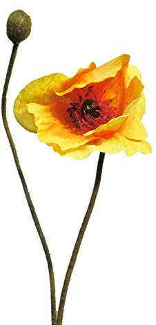 artplants.de Kunstblume Mohnblume YILAN, orange-gelb, 60 cm | Künstliche Stielblume