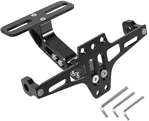 Qusedwey Universal Motorrad Kennzeichenhalter, CNC Aluminium Kennzeichenträger Eliminator Halter, Verstellbare Lizenz Kennzeichen Halter (Schwarz)
