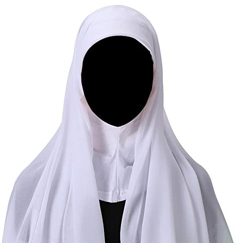 MoreChioce Kopftuch Damen Hijab, Elegant Chiffon Muslimische Hijab Turban Schal Islamische Kopfbedeckung Bequem Kopftücher Hidschab Headscarf Kopf Wraps Nackenbandana Lange Schals,Weiß