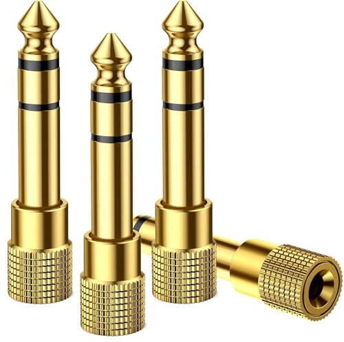 Eyerayo Headphone Adapter 6.35mm to 3.5mm Stereo Headphones Jack Adaptor Audio Jack Plug Adaptor Converter for Digital Piano Keyboard 4Pack