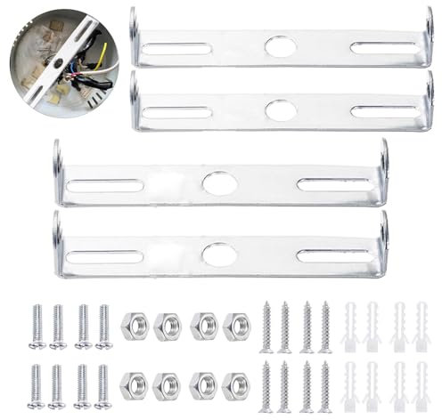 Support de montage de plafonnier 4 pièces, plaque de suspension de plafonnier 90mm / 105mm, support de montage de luminaire, support de panneau de plafonnier et accessoires(Argent)