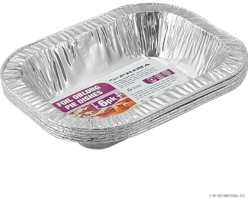 BARGAINS-GALORE Pack of 60 Foil Oblong Pie Tray Dishes - Aluminium Foil Pans | Disposable, Foil Baking Trays | Pie Tins Pot Ideal for All Types of Pie, Fruits | Strong Quality, Multipurpose