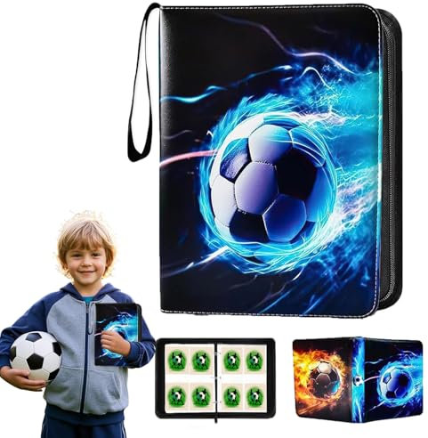 Sammelalbum Fußball Karten, Fußballsammelalbum karten, 50 Seiten, Kapazität für 400 Karten, Fußball Sammelkarten Album, Fußball Karten Kapazität, Fußball Karten Ordner Sammelheft