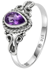 mantraroma Silberring Damen 925 Sterling Silber – tropfenförmiger Edelstein Ring, Vintage Statement Ring Schmuck, elegantes Geschenk für Frauen
