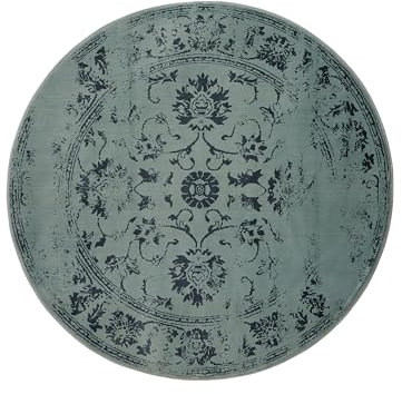 benuta Basic Teppich Suki - Türkis 160 cm Rund - Kunstfaser - Rund & im Style: Vintage, Orient Style - Pflegeleicht für Wohnzimmer Schlafzimmer