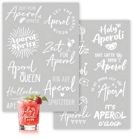 YZROHYI 2 Stück Rub On Sticker für Aperol Spritz,SprüChe Aufkleber für Aperol Glas,Kerzen Aufkleber Hochzeit,Transferaufkleber,Rub On Transferfolie,Rub On Sticker Cocktail,Weinglas,Stickers Fotoalbum