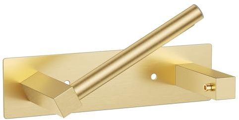 YACVCL Brushed Gold Toilet Roll Holder Self Adhesive or Wall Mount Options