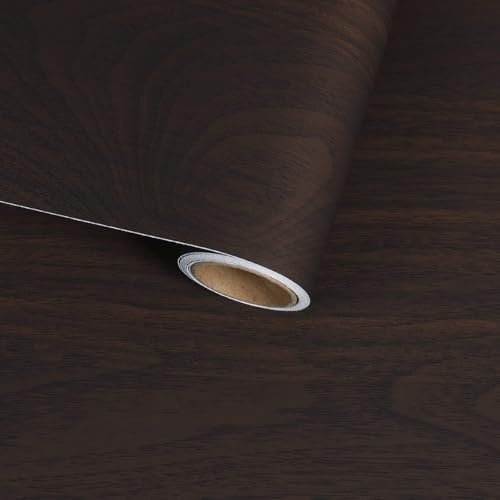 VaryFloral Papier Peint Autocollant Effet Bois Marron Foncé 30x300cm Film Adhesif pour Meuble Vinyle Épais Moderne Durable Décoration Cuisine Armoire Porte Mur