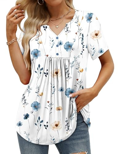 CHICZONE Womens Tunics Tops V-Neck Blouse Henley Shirts for Ladies Casual T-Shirt