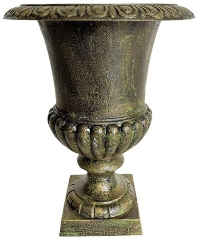 L'Héritier Du Temps Jardinière en Fonte Vert Anglais Style Médicis Vase Vasque Pot de Fleur 31,5x31,5x42cm