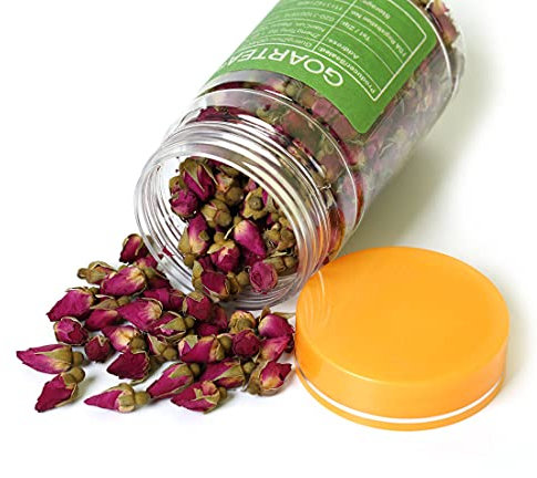 GOARTEA 2Pcs 65g / Total 4.58oz Natural Dried Rose Buds - Edible Rosebuds Dried Flowers Herbal Tea - Food grade Fragrant Rose Tea - Caffeine Free