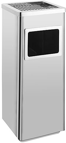 vidaXL Papelera con Cenicero de Acero Inoxidable 36 L Casa Hogar Jardín Decoración Diseño Estilo Basura Cubo Recipiente Comedor Bar Cocina Salón Sala