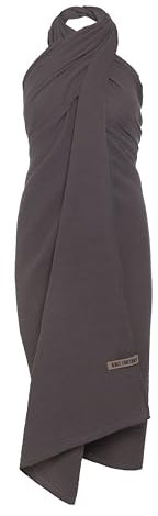 KNIT FACTORY - Liv Pareo/XL Schal - Strandtuch, XXL Schal und Pareo in einem - Multifunktionales Musselintuch - Sommer handtuchkleid - Damen Pareo aus 100% Bio-Baumwolle - Anthrazit