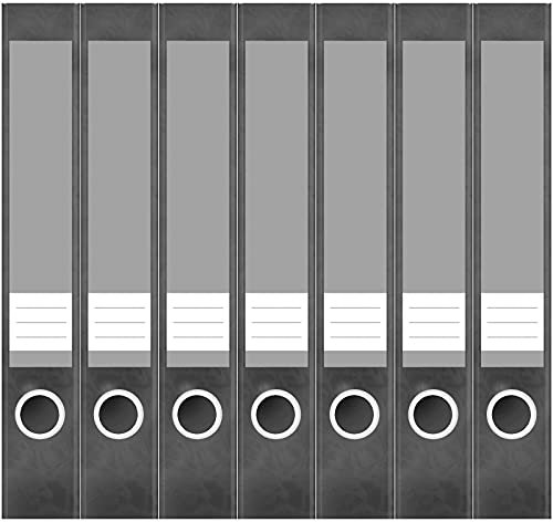 Etiketten für Ordner | Grau 6 | 7 Aufkleber für schmale Ordnerrücken | Selbstklebende Design Ordneretiketten Rückenschilder