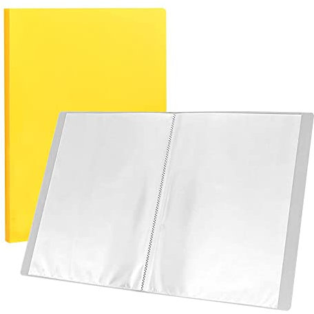 YPLonon A4 Dokumentenmappe Gelb Aktenordner 23,5 x 31 x 2cm Fächermappe Kunststoff Zeugnismappe mit 40 A4 Klarsichthüllen für Zuhause Büro Schule Aufbewahrung von Dokumenten und Zeugnisse