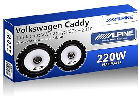 Caddy Speaker upgrade Front Door Alpine car speakers 6.5 17cm 220W