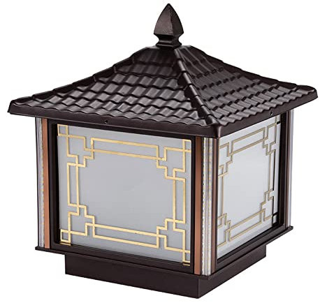 Lumière De Pilier De Gril De Fenêtre De Café Lampe De Colonne D'extérieur Square Fence Phare De Colonne Étanche E27 Traditionnel Lumière De Jardin Extérieure Lumière De Paysage De Style Chinois