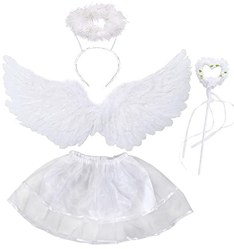 Alas de Angel Blancas,Alas Angel Plumas,Alas de Angel Disfraz Adulto,Disfraz de Alas de Ángel,Alas de Angel para Niña,Alas de Angel con halo para Halloween Carnaval Cosplay Fiesta Disfraces