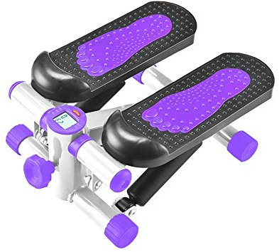 Swing-Stepper-Maschine Mit Trainingsbändern/Stepper-Trainingsgerät Mit Einstellbarem Widerstand Und Kabelloser Konsole – Up-Down-Stepper Für Anfänger Und Fortgeschrittene (Lila)