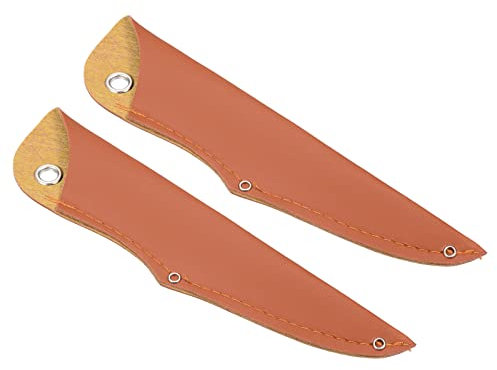 PATIKIL 8 PU Leather Paring Knife Sheath, 2 Pack Knife Cover Sleeves Knives Edge Guard Blade Protector Universal for Home Kitchen, Brown