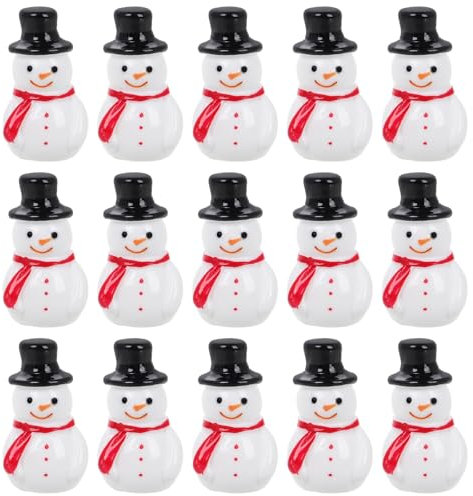 HOMSFOU Resin Mini Snowman Mini Snowman Figurines 30pcs Miniature Mini Resin Snow Man Tiny Xmas Figures Micro Landscape Ornaments Accessories for Doll House Fish Tank Decors Black S