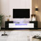KecDuey Mueble para TV de 200 cm, Elegante Mueble de TV, Armario bajo de Alto Brillo con iluminación LED, Muebles de salón, diseño Moderno, Elegante Superficie de Cristal