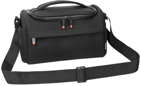 FOSOTO Fototasche für Spiegelreflexkameras, Kamera Tasche, DSLR/SLR Kameratasche Schultertasche mit 1-2 Objektiven, wasserdichte PU-Leder-Kameratasche für Fotografie Kompatibel mit Canon Nikon Sony