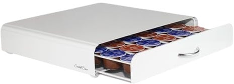 Castell Deco - Kaffee Kapselhalter für 36 Dolce-Gusto Kapseln | Kapselständer mit Schubladen | Kaffeekapseln Aufbewahrung | Kapselspender | Coffee Station | Weiß