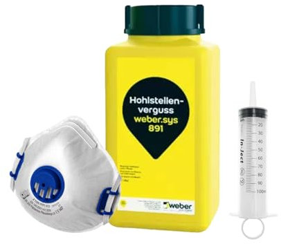 Weber.sys 891 Hohlraumverguss Rissverguss Hohlstellenverguss Schlämme + Zubehör (Weber.sys 891 1L + Spritze + Staubmaske)