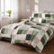 Pure Label Karierte Bettwäsche 4teilig 155x220 cm mit einem 2er Set Kissenbezüge 40x80 cm - Traumhaft weiches Bettwäsche-Sets 155 x 220 cm in grün aus 100% Baumwolle mit YKK Reißverschluss