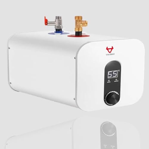 Scaldabagno elettrico intelligente da 3,3 galloni per camper, campeggio all'aperto, scaldabagno istantaneo da 15 litri, coperchio di sicurezza, caldaia sottolavello, pulizia, design compatto