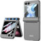 SOUTEM Custodia per Samsung Galaxy Z Flip 6 Costruito Nella Copertura Lente Della Fotocamera e Cerniera Protezione, Cover Protettiva Antigraffio Antiurto per Impieghi Gravosi per Z Flip 7 FE(Grigio)